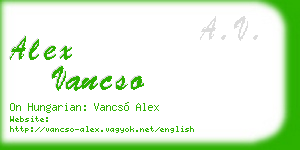 alex vancso business card